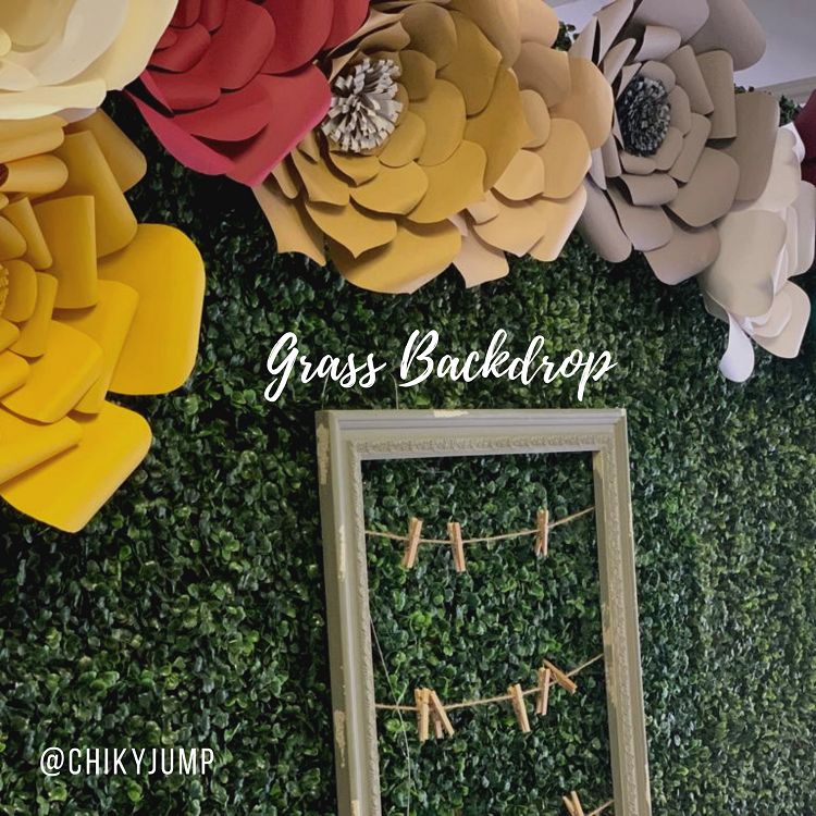 Grass Backdrop with paper flowers