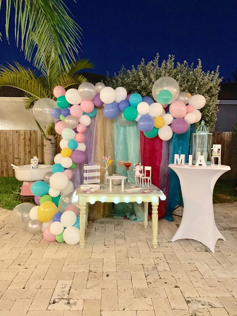 Stripe Backdrop and Balloons