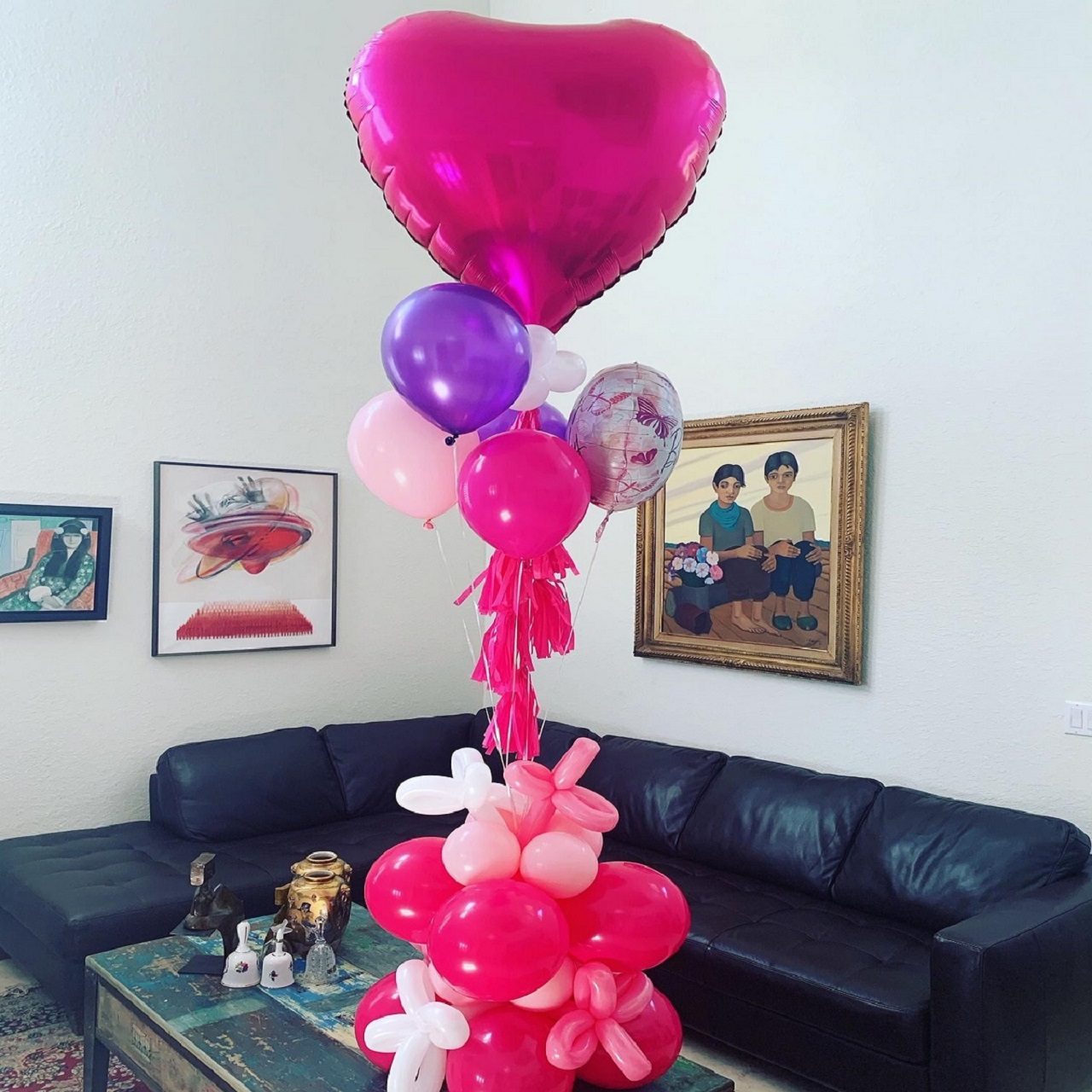 Pink Heart Bunch Balloon, Balloon Bouquets